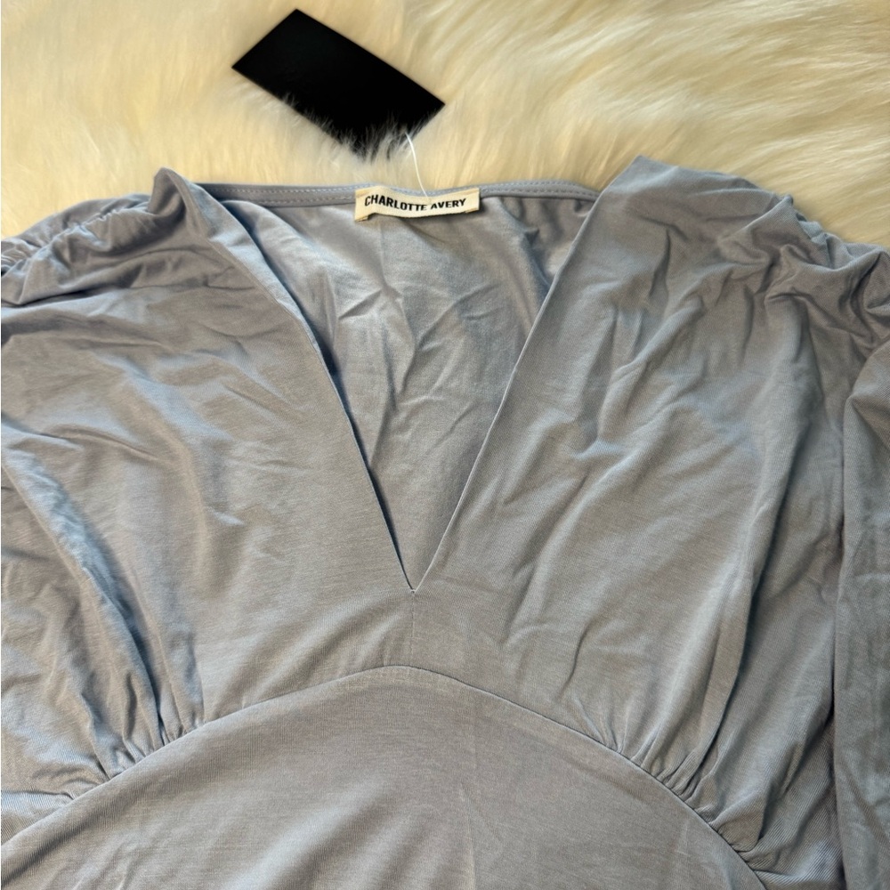 Gray Ruched Relaxed Blouse - Picture 2 of 6